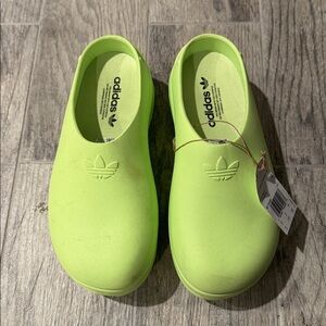 adidas Women Neon Lime Slip-On Clogs